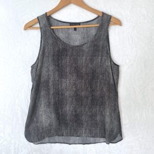 Eileen Fisher Silk Tank Top Scoopneck Medium Black Grey Capsule Basic Sleeveless